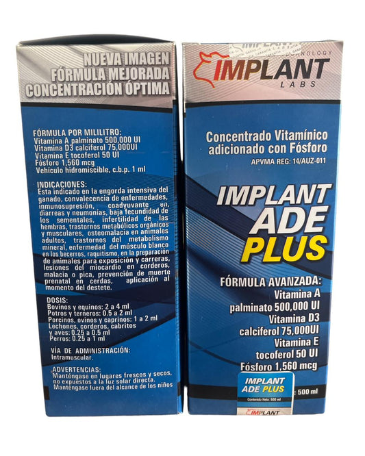 Implant ADE Plus 500mL - Insumos Agropecuarios Hdez Leal