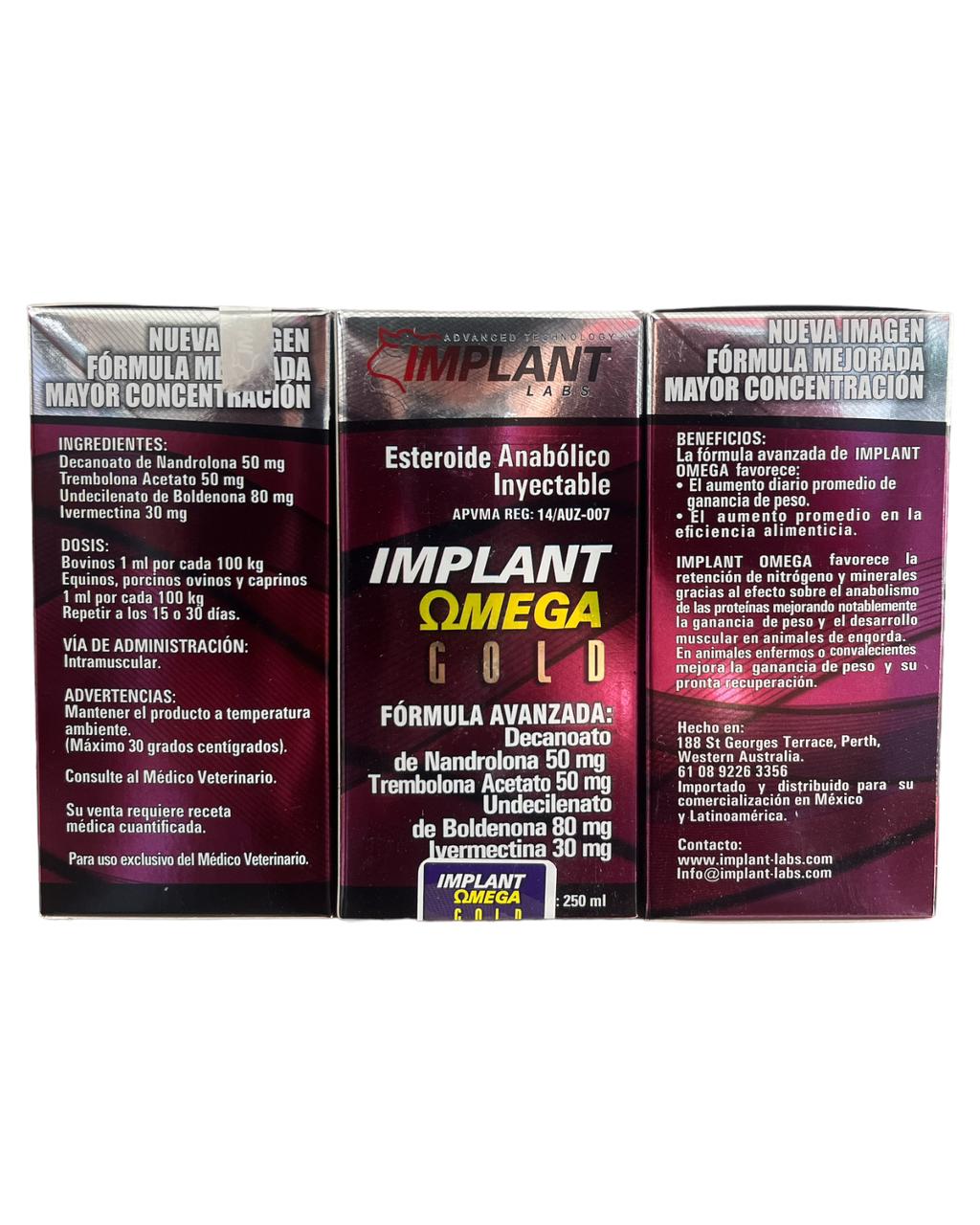 Implant Omega GOLD 250mL - Insumos Agropecuarios Hdez Leal