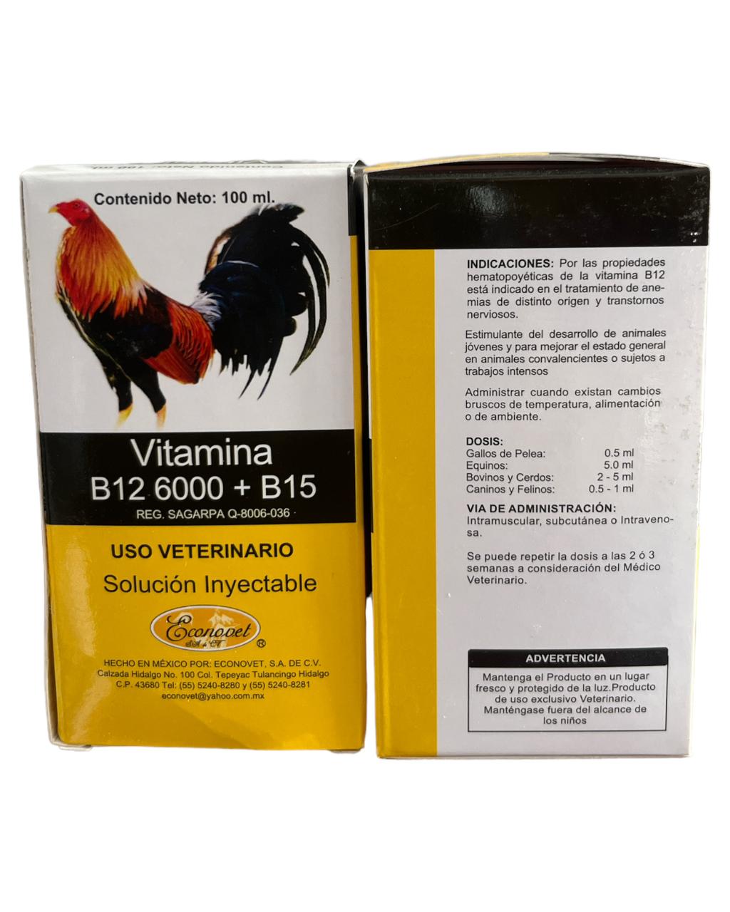 Vitamina B12 6000 + B15 - Insumos Agropecuarios Hdez Leal